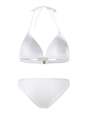 Women's Swimwear Bikini 2 Piece Normal Swimsuit Backless Lace up Solid Color White Black Fuchsia Orange Red Halter Bathing Suits Sexy Basic Vacation / New / Sports / Padded Bras