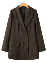 Women Corduroy Double Breasted Lapel Casual Long Sleeve Blazers With Pocket