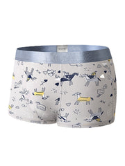 Mens Funny Cartoon Print Breathable Skinny Fit Thin U Convex Pouch Boxers