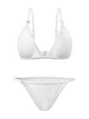 Women's Swimwear Bikini 2 Piece Normal Swimsuit Lace up Slim Solid Color White Black Yellow Orange Bathing Suits Sexy Holiday Summer / Sports / New / Padded Bras