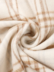 Women Plaid Button Front Lapel Casual Long Sleeve Shirt Coats