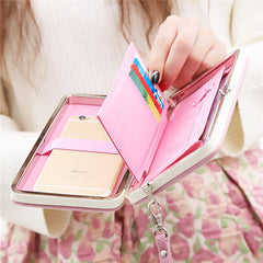 Women Flower 5.5 Inch Phone PU Wallet Case Cover Long Purse For Iphone Huawei Xiaomi