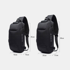 Men Anti-theft USB Charging Multi-Layers Waterproof Crossbody Bag Chest Sling