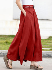 Leisure Solid Button Ruched Zip Pocket Casual Maxi Skirt