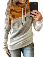 Women Camo Print Patchwork Cotton Long Sleeve Casual Drawstring Hoodies