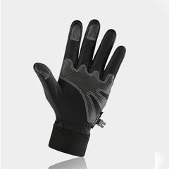 Leather Bike Gloves Fleece Touchscreen Full Finger Sports Gloves Waterproof Windproof Skiing Hiking Outdoor Golves