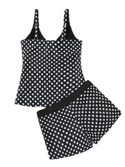 Women's Swimwear Tankini 2 Piece Normal Swimsuit Push Up Polka Dot Green Black Blue Purple Light Green Vest Bathing Suits Sports Casual Vacation / Summer / New / Padded Bras