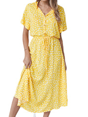 100%Cotton Stand Collar Bohemian Style Loose Dress