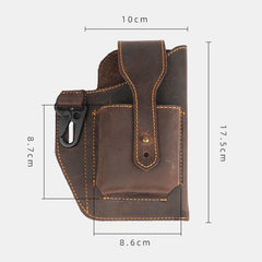 Men Genuine Leather Vintage 6.3 Inch Phone Bag Multifunction Keychain Cowhide Waist