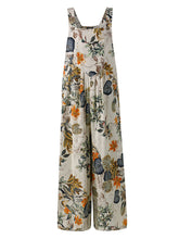 Women Floral Print Cotton Holiday Casual Wide Leg Jumpsuit