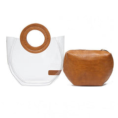 Women Crocodile Pattern Bag Clear 2 Pieces Handbag