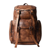Men PU Leather Vintage Business Style Solid Color Multi-pocket 15 Inch Laptop Bag Travel Bag Backpack
