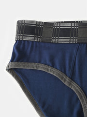 Mens Modal U Pouch Patchwork Plaid Elastic Waistband Underweaer