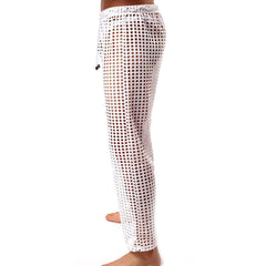 Sexy Hollow Mesh Breathable Perspective Home Sleepwear Pajamas Pants for Men