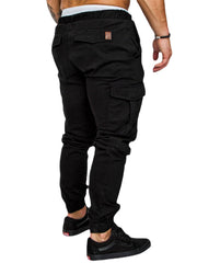 Men Solid Color Fashion Multi Pocket Tooling Cargo Casual Pants