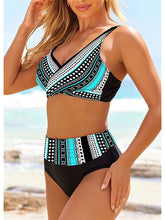 Women's Swimwear Bikini 2 Piece Plus Size Swimsuit Open Back Printing High Waisted Gradient Color Green Black Blue Gray Fuchsia Tank Top V Wire Bathing Suits Sexy Vacation Fashion / Modern / New