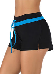 Women's Striped Swim Shorts Cover Up - Elastic Waist, Casual, Modern, Vacation Wear