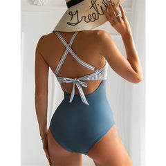 Women's Swimwear One Piece Normal Swimsuit Hollow Out Color Block White Blue Dusty Blue Orange Rose Red Bodysuit Bathing Suits Sports Beach Wear Summer