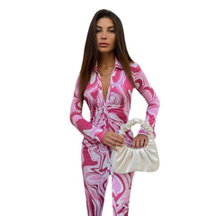 Polo Fashion Water Ripple V collar Slim Looking Long Sleeve Dress