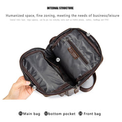 Men Genuine Leather Waxed Cowhide Retro Fashion Business Chest Bag Shoulder