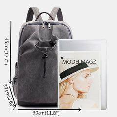 Men Canvas Fold Large Capacity Casual Travel 14 Inch Laptop Bag School Backpack