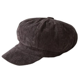 Womens Winter Corduroy Octagon Painter Beret Caps Leisure Outdoor Newsboy Peaked Cap