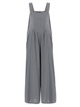 Solid Color Button Sleeveless Overalls Side Pocket Jumpsuit For Women