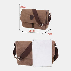 Men Canvas Large Capacity Crossbody Bags Multi-pocket Anti-theft Horizontal Shoulder Bag