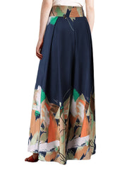 Print Patchwork Bowknot Wide Leg Casual Pants