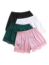 Plus Size Faux Silk Seamless Lace Trim Smooth Butt Lifter Mid Waisted Safety Short Pants