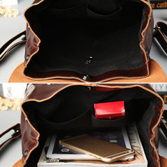 Men And Women Retro Leather Large Capacity Backpack Travel Bag
