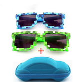 Vintage Stylish Pixel Pattern Square Sunglasses With Case For Unisex