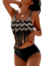 Women's Swimwear Tankini 2 Piece Normal Swimsuit 2 Piece Printing Lines / Waves Black Red Blue Tank Top Bathing Suits Sports Beach Wear Summer