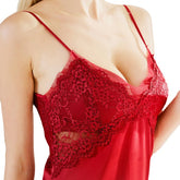 Sexy Lace Jacquard Ice Silk Sleepwear Dress for Women