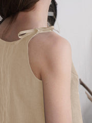 Solid Bowknot Shoulder Strap Cami For Women