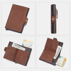 Men Retro RFID Blocking Antimagnetic Cowhide Wallet Casual Multi-card Slot Hasp Card Holder Multifunction Money Clip