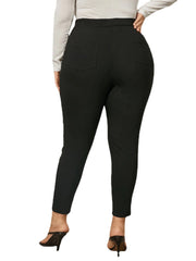 Plus Size Black Button Design Pants