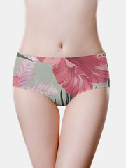 Women's Floral Ice Silk Mid-Waist Breathable Panties