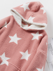 Women's Star Fleece Blanket Hoodie with Kangaroo Pocket - Warm & Cozy
