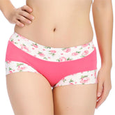 Women Sexy Bamboo Fiber Panties Rose Printed Breathable Mid Waist Underwear