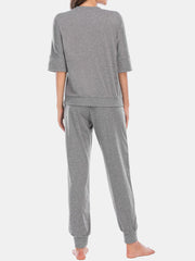 Women's Comfy 3/4 Sleeve Pajama Set - Solid Color Top & Long Pants