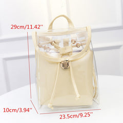 2 in 1 Clear Girl Transparent Fashison Backpack Satchel Women Jelly Beach Tote School