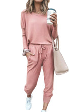 Women Daily Casual Home Solid Color Sweatshirt Sports Two-piece Set Pants Tracksuit
