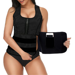 Women Sweat Sauna Suit Body Shaper Men Vest Thermo Neoprene Trainer Sliming Waist Belt Tracksuit Black