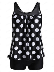 Women's Swimwear Tankini 2 Piece Normal Swimsuit 2 Piece Printing Polka Dot Tie Dye Black Red Blue Tank Top Bathing Suits Sports Beach Wear Summer