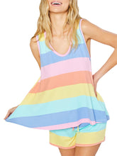 Plus Size Women's Striped Sleeveless Pajama Set - Soft Sleepwear Tank Top