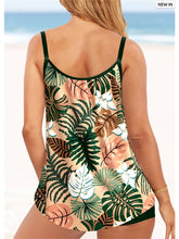 Women's Swimwear Tankini 2 Piece Plus Size Swimsuit 2 Piece Floral Yellow Pink Green Gray Tank Top High Neck Bathing Suits Sports Summer