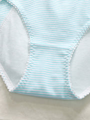 Women's Striped Antibacterial Cotton Mid Waist Panties