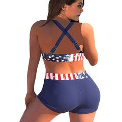 Women's Swimwear 2 Piece Normal Swimsuit Backless Printing High Waisted Adjustable Print Multi Color Pink Red Blue Padded Strap Bathing Suits Sexy Vacation Colorful