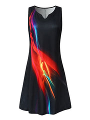 Women's Sleeveless Floral Print V Neck Slim Dress